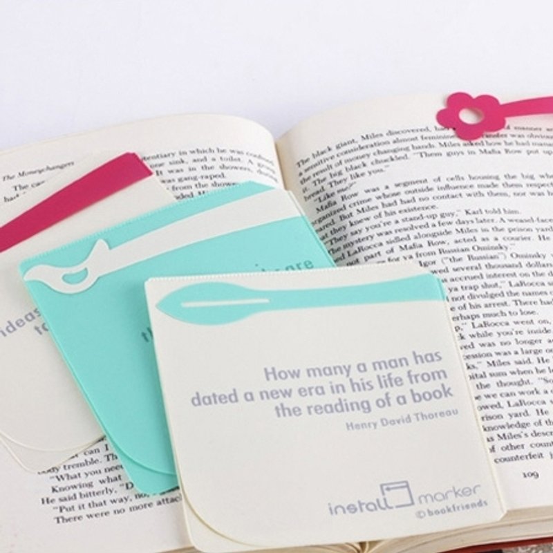 Dessin x Bookfriends- pocket bookmarked - small green leaves, BZC34113 - สติกเกอร์ - พลาสติก ขาว