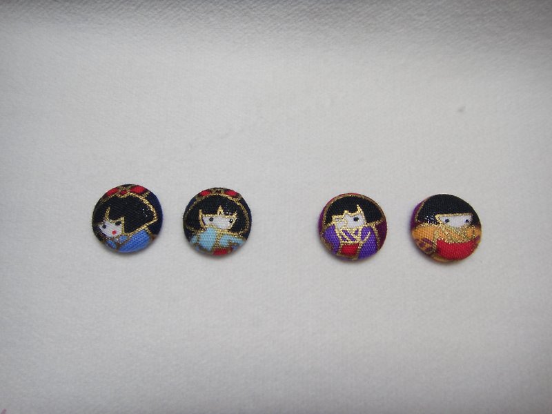 (C) _ Japanese doll cloth button earrings random shipments [] C22BT / UY25 - Earrings & Clip-ons - Cotton & Hemp 