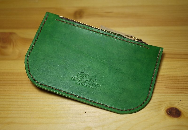 Leather Purse 皮革隨身錢包 碧潭綠色 - 零錢包/小錢包 - 真皮 綠色