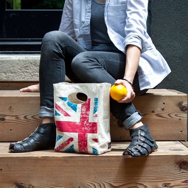 英国風のハンドバッグを持つ[横たわる] fluf春のピクニック - トート・ハンドバッグ - コットン・麻 レッド