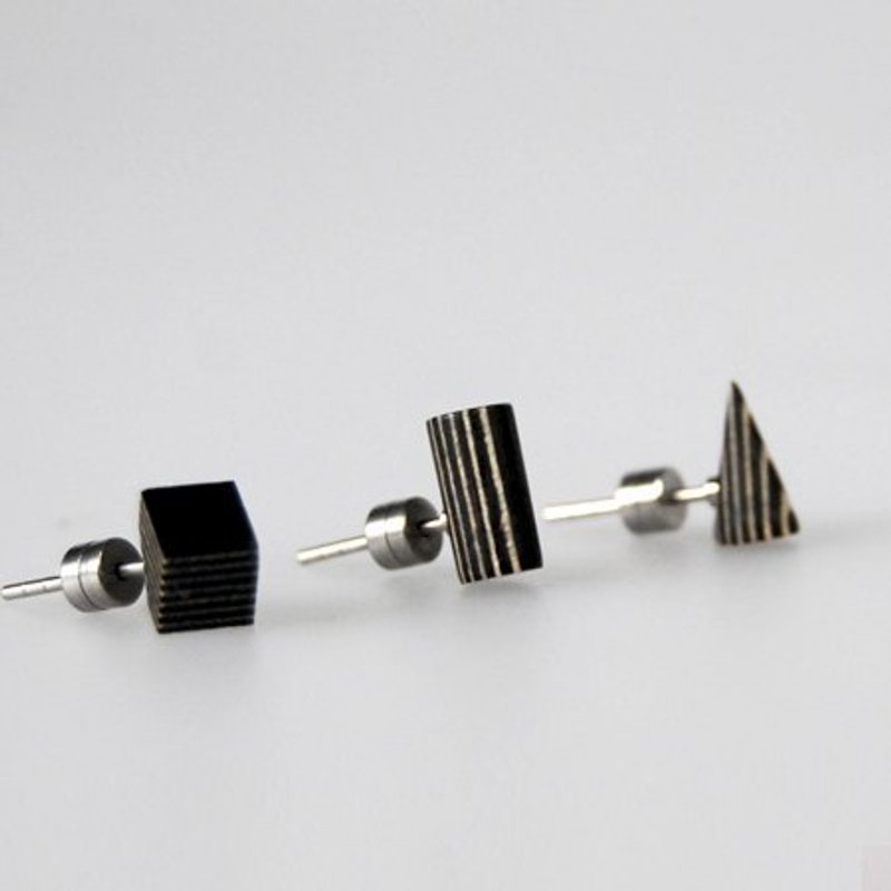 DOLCI wood earrings - black and white - Earrings & Clip-ons - Wood Black