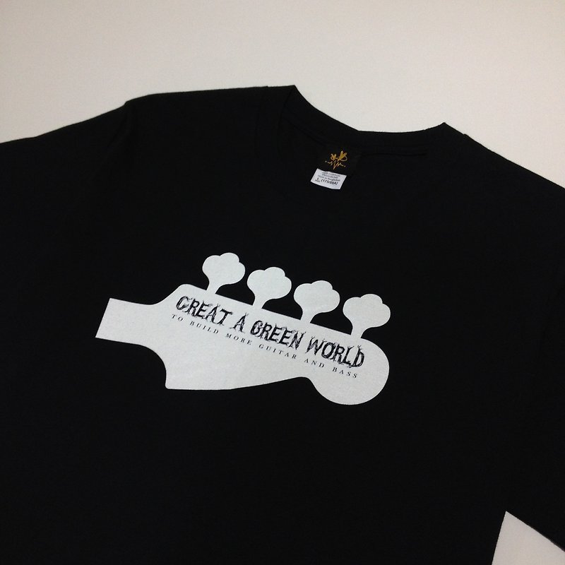 Rock T-shirt bass CREATE A GREEN WORLD - เสื้อฮู้ด - วัสดุอื่นๆ สีดำ