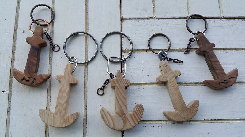 Wooden の naval anchor / strap / key ring - Wood, Bamboo & Paper - Wood 