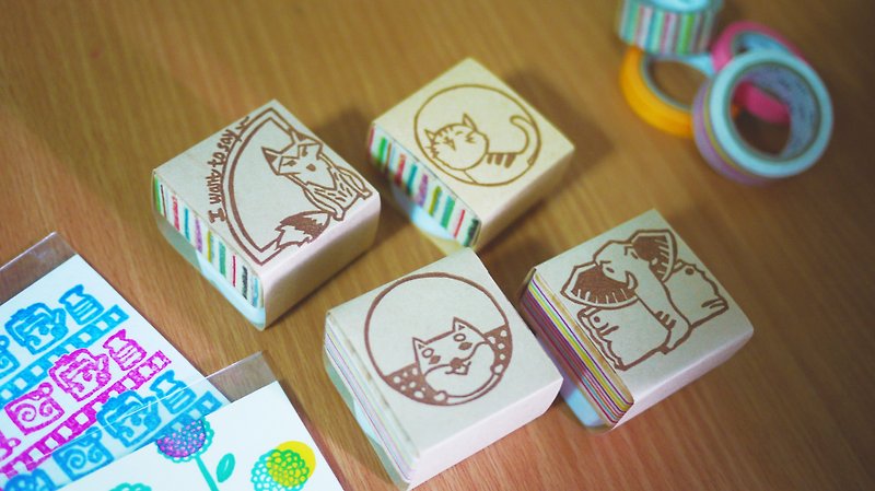 Hand carved rubber stamp _ animals Comments section (unit: 1) - Stamps & Stamp Pads - Rubber Red