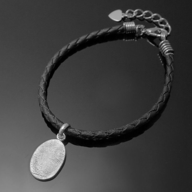 Fingerprint imprint series / fingerprint oval bracelet / 925 Silver/ customized - Bracelets - Other Metals Silver