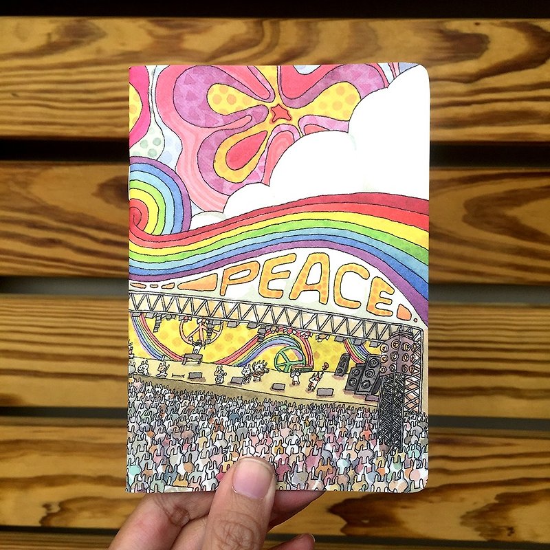 A6 Notebook｜Rabbit Music Festival Peace - สมุดบันทึก/สมุดปฏิทิน - กระดาษ สีเขียว