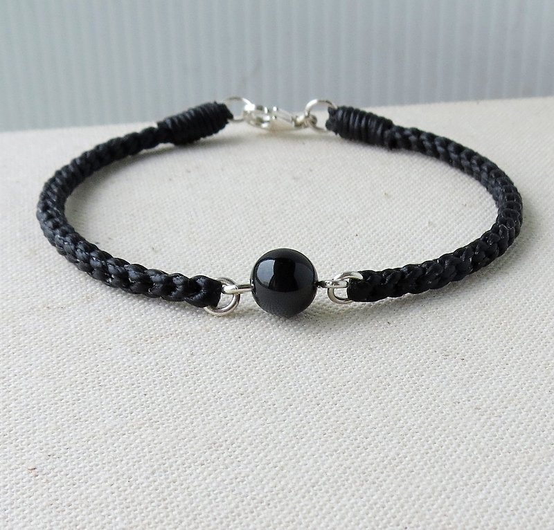 [Opium poppy ﹝ Love ‧] silver chain ﹞ "lucky Pledge" wax line silk black tourmaline bracelet ~ * stereotyped series anti-villain - Bracelets - Gemstone Black
