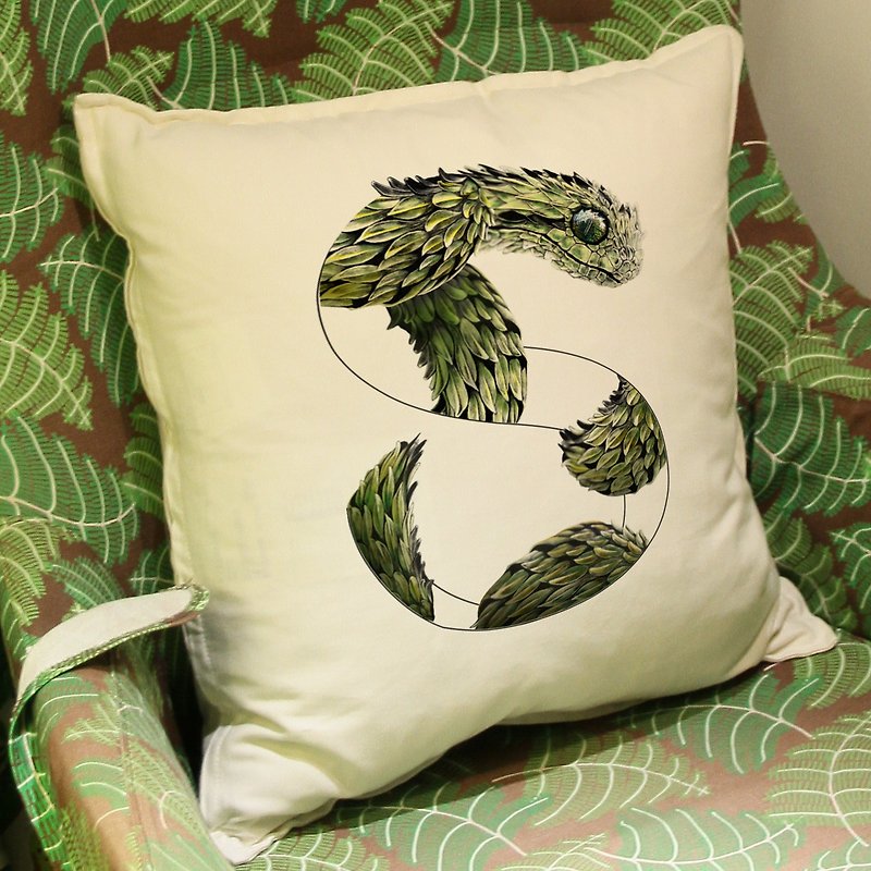 Snake hand-painted letter pillow - หมอน - ผ้าฝ้าย/ผ้าลินิน หลากหลายสี