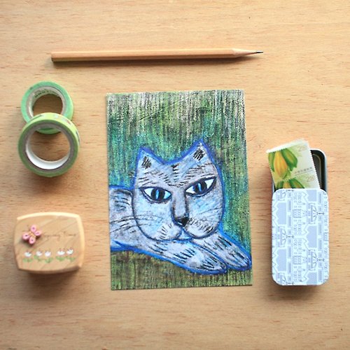 kami 創作森林 明信片 ∣ 藍貓的毛是灰的