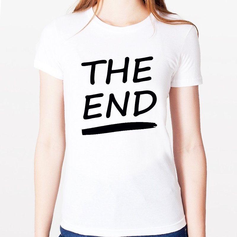 THE END Girls Short Sleeve T-Shirt-2 Color End Wen Qing Art Design Trendy Text Fashion - เสื้อยืดผู้หญิง - วัสดุอื่นๆ หลากหลายสี