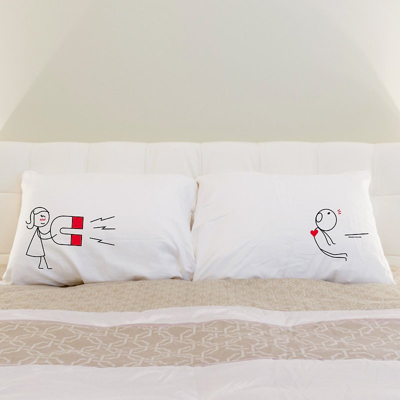Magnet Boy Meets Girl couple pillowcase by Human Touch - Pillows & Cushions - Cotton & Hemp White
