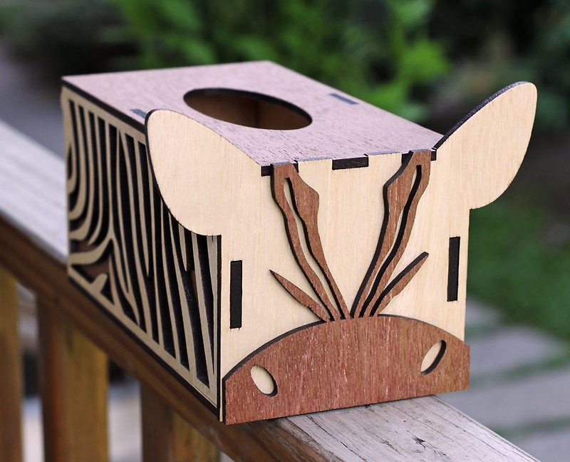 KOKOMU Animal Tissue Box - Zebra - Items for Display - Wood Brown