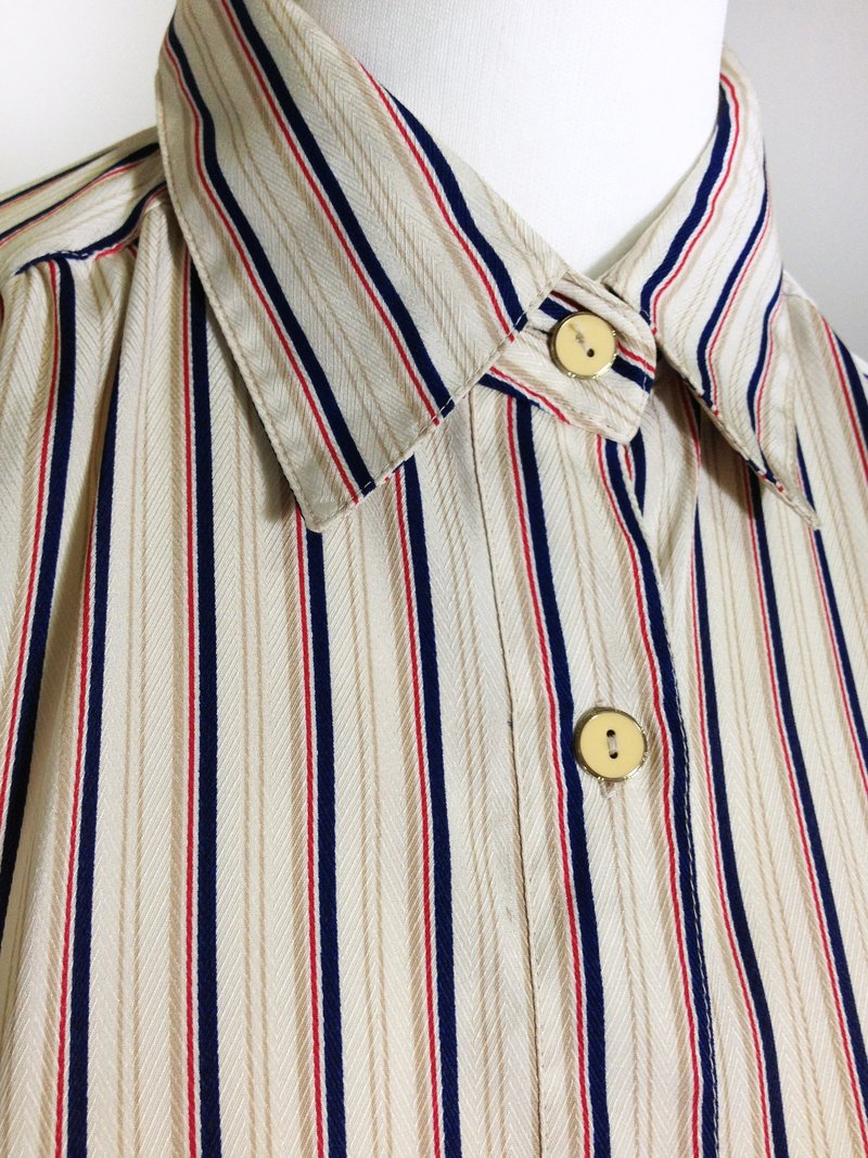 ピンポン古着 [ 古着シャツ/ フランス風織柄ストライプ古着シャツ ] 海外買い付け 優良セレクト VINTAGE - シャツ・ブラウス - その他の素材 多色