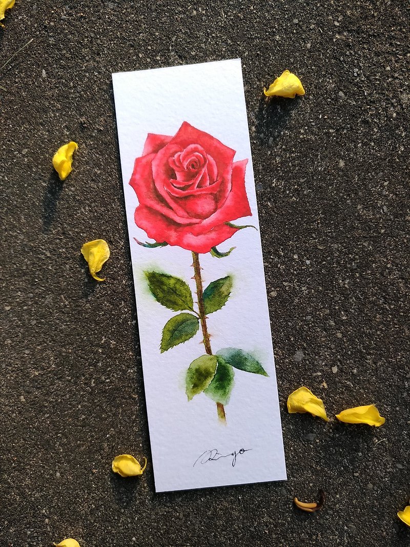 Custom watercolor botanical art birthday flower gift bookmar card - Bookmarks - Paper Multicolor