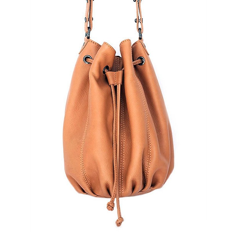 DISTANT LOVER Bucket Bag_Tan / Camel - Messenger Bags & Sling Bags - Genuine Leather Brown