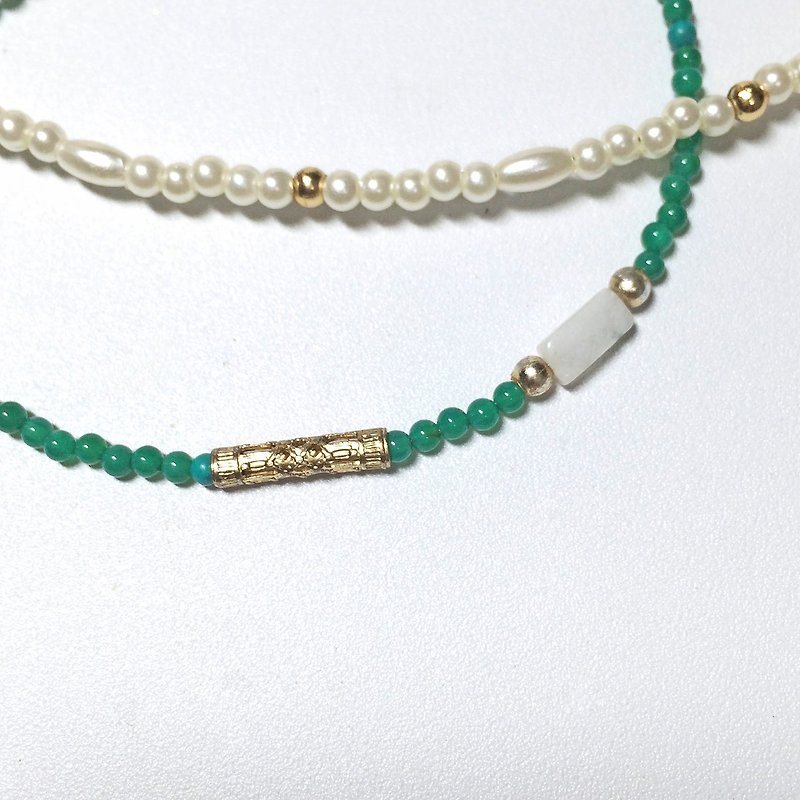 Random * fine green glass clear Novice Ring - Bracelets - Other Materials Green