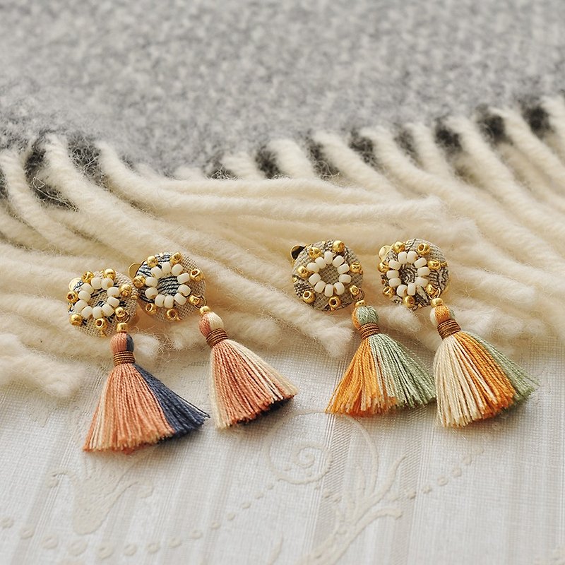Other Materials Earrings & Clip-ons Multicolor - Rosette tassel Clip-on-earrings