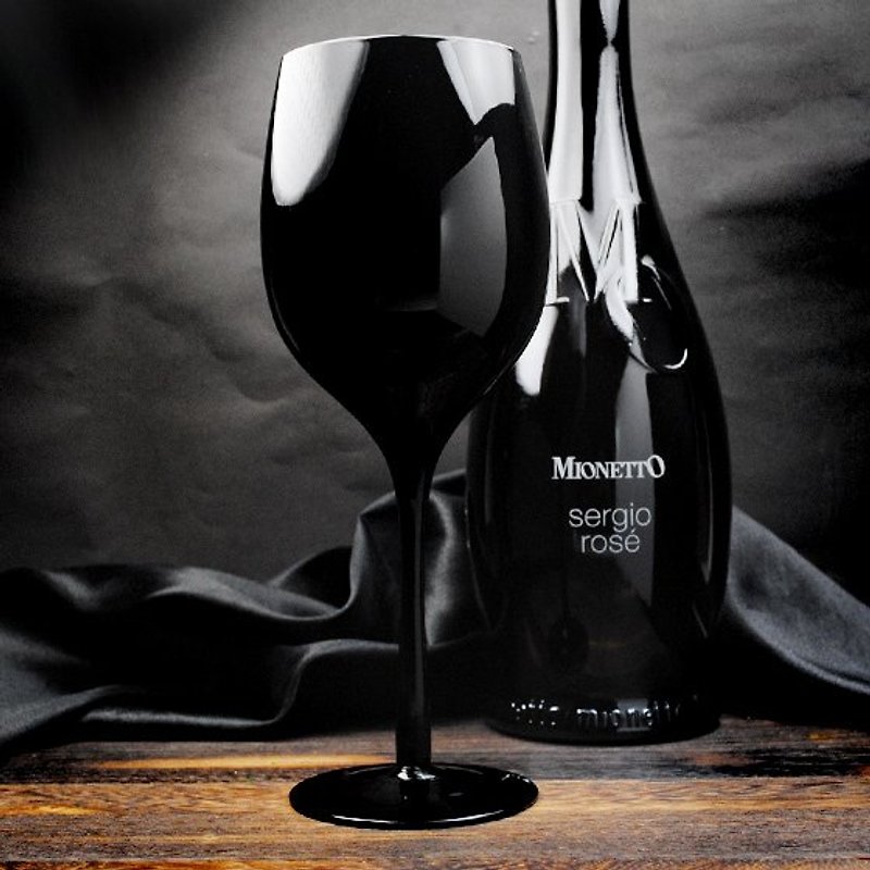 500cc【可刻字的黑色盲飲杯】奧維多公爵盲飲杯 黑色玻璃手工酒杯 葡萄酒杯 手工玻璃雕刻 黑杯盲飲 - อื่นๆ - แก้ว สีดำ