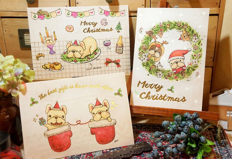 (Sold Out)Fadou Hot Stamping Christmas Card-Three types in combination - Cards & Postcards - Paper Red