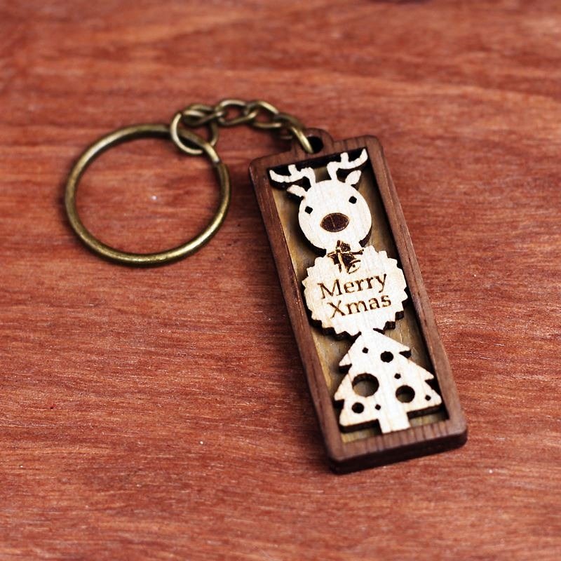 KOKOMU Wooden Christmas Deer keychain - Keychains - Wood Brown