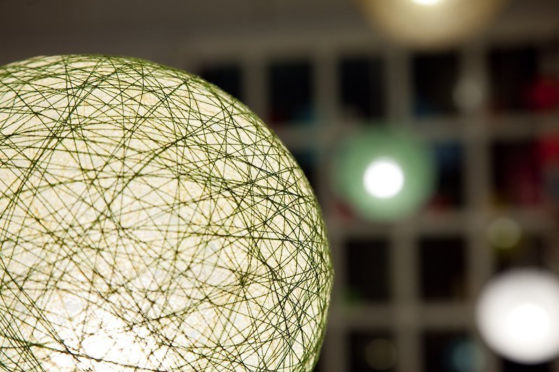 【抹茶クリーム】手編みボールランプシェード - 照明・ランプ - その他の素材 グリーン