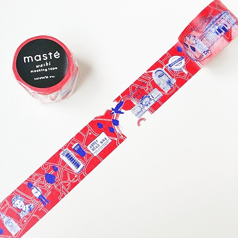 maste paper tape Multi City【London map (MST-MKT69-A)】 - Washi Tape - Paper Red