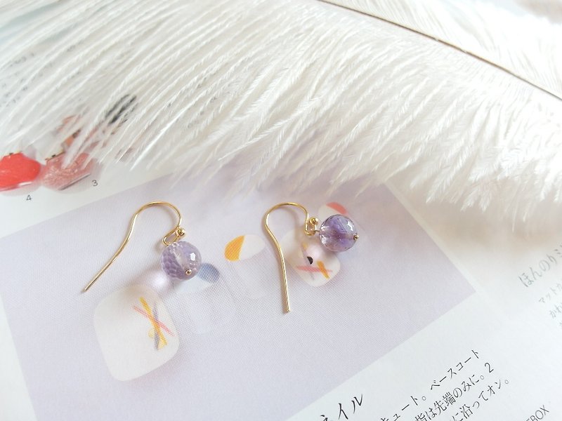 | Touch of moonlight | Amethyst Sphere simple multi-slice earrings - Earrings & Clip-ons - Other Materials Purple