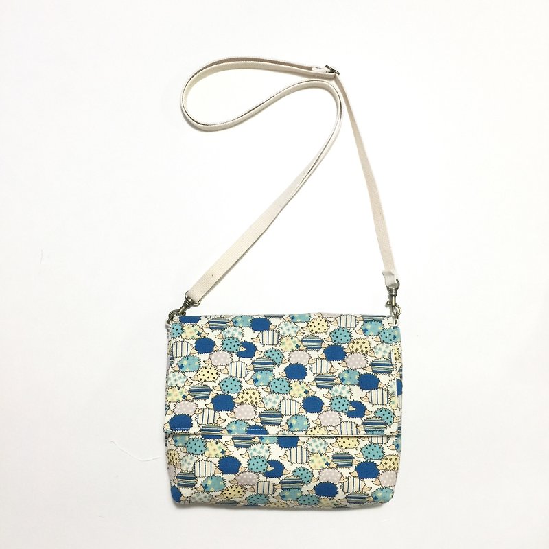 MINIxROSE blue hedgehog thick toast bag / oblique backpack / shoulder bag / free print name attached leather standard - กระเป๋าแมสเซนเจอร์ - วัสดุอื่นๆ สึชมพู