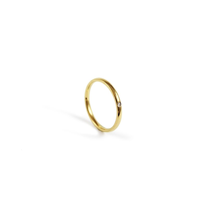 Bibi Fun Selection Series-Small Diamond Ring/Gold-Stainless Steel Ring End Ring - แหวนทั่วไป - สแตนเลส 