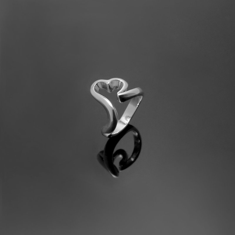 Lover Series / Hollow Big Love Ring (Female) / 925 Silver - แหวนคู่ - โลหะ สีเงิน