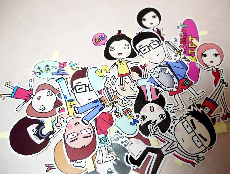 People shook combination of small size package _ around there series * 8 (of 16) have little time - Stickers - Paper Multicolor