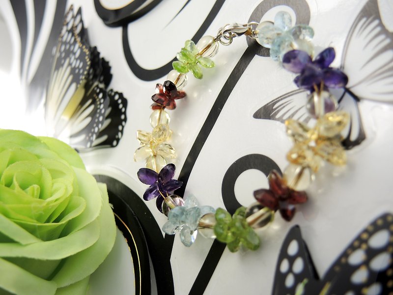 "Garden" gorgeous multicolored crystal diamond crystal bracelet - สร้อยข้อมือ - เครื่องเพชรพลอย หลากหลายสี