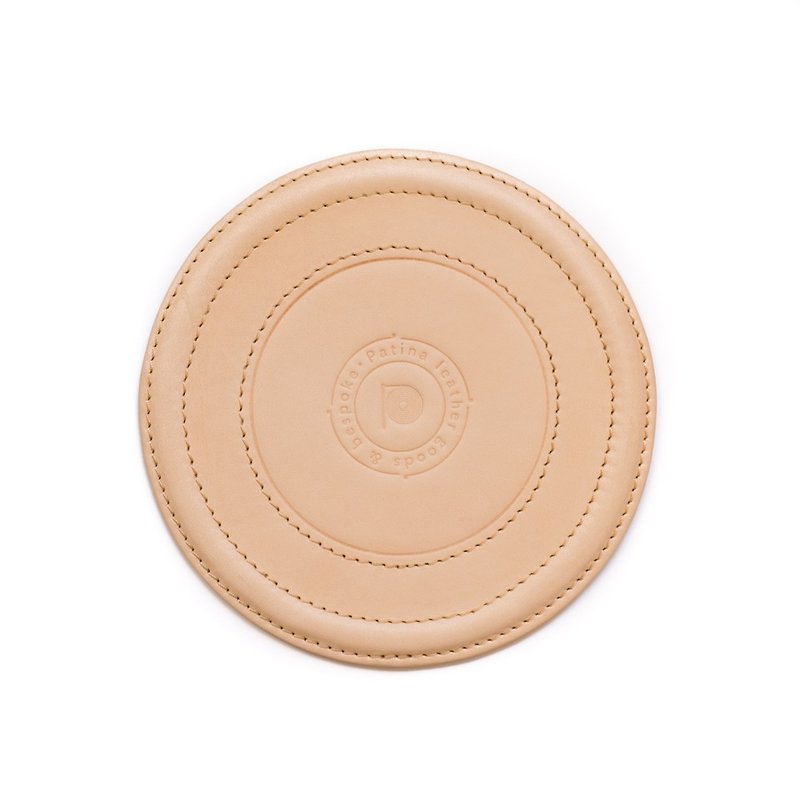 Patina leather handmade coasters. Insulation pad 15cm - Coasters - Genuine Leather 