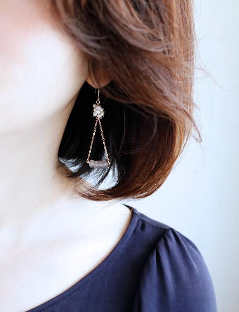 Piercing and earrings arabella - Earrings & Clip-ons - Other Metals Gray