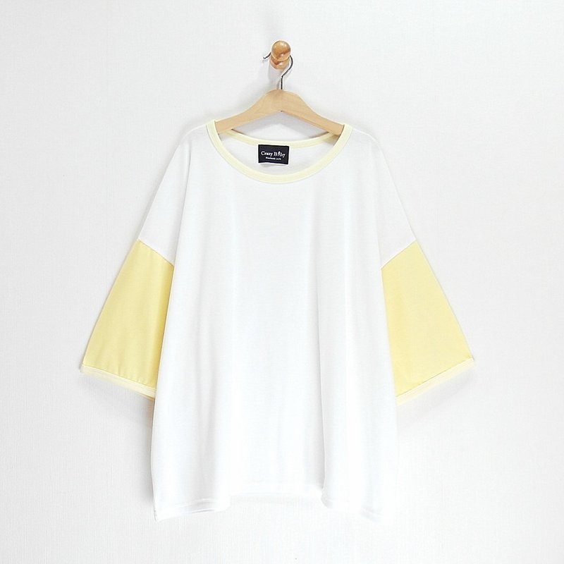 [CrazyBaby] jump color Wide Top - beige and yellow / 5 Sleeve - เสื้อผู้หญิง - วัสดุอื่นๆ 