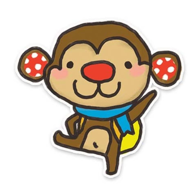 "Balloon" Sticker-Banana Monkey - สติกเกอร์ - วัสดุอื่นๆ สีนำ้ตาล