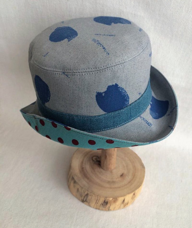 Va handmade hat adult blue ink personalized sided hat - หมวก - วัสดุอื่นๆ สีเทา