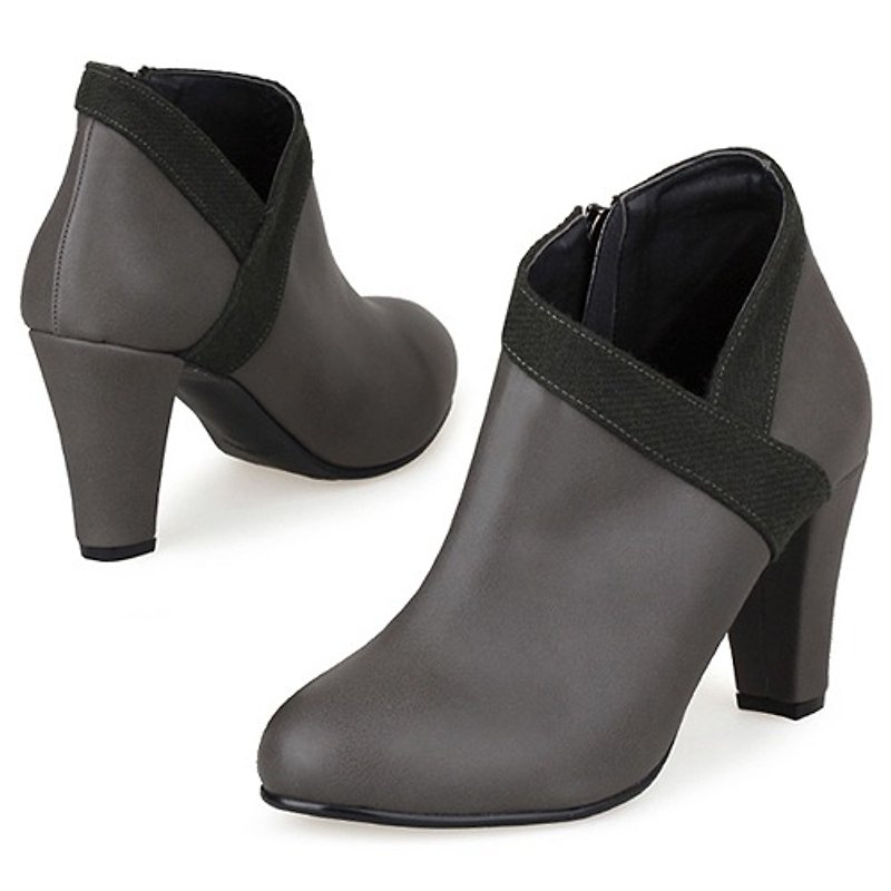 【秋冬鞋款】SPUR 不對稱設計短靴 EF8080 GREY - 女休閒鞋/帆布鞋 - 真皮 灰色