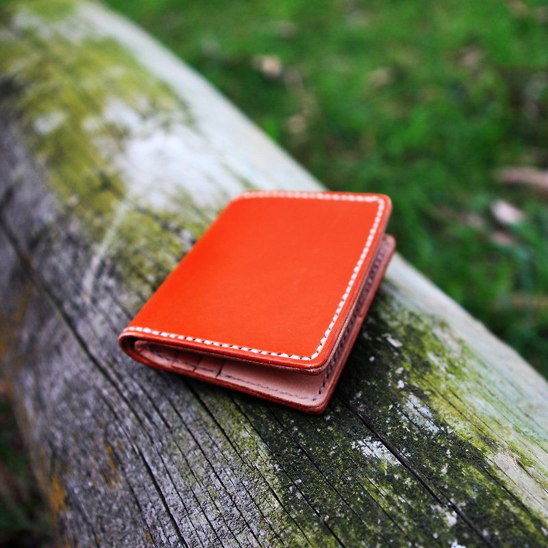 45. Leather hand-made wallet/wallet/short clip - กระเป๋าสตางค์ - หนังแท้ สีนำ้ตาล