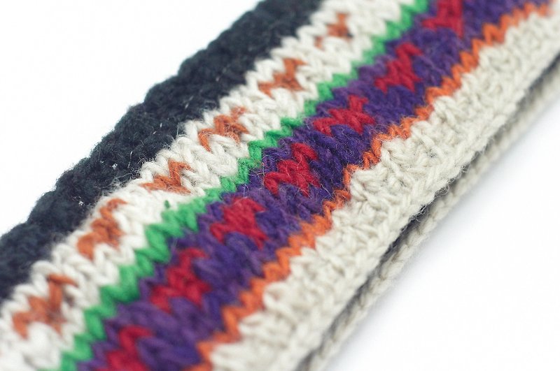 Exchanging gifts / inner bristles handmade wool woven hair band / pure wool woven ribbon - colorful national wind totem (handmade limited one) - เครื่องประดับผม - วัสดุอื่นๆ หลากหลายสี
