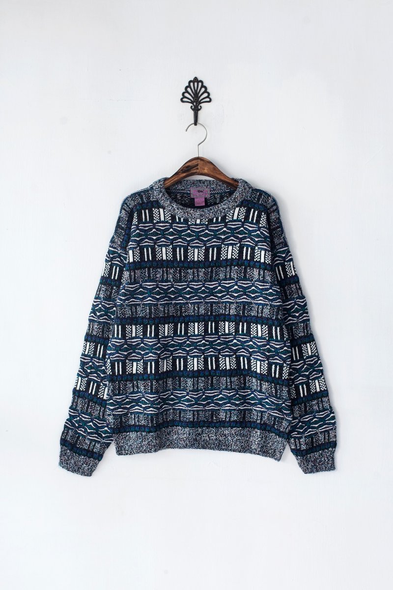 【Banana Flyin'】香港製 藍色 立體 壓紋 套頭毛衣 - Women's Sweaters - Other Materials Multicolor