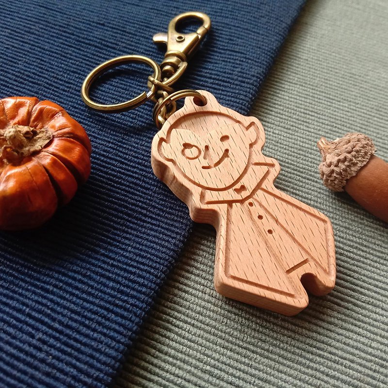 Dracula key ring / customized hand-made touch god boy Halloween【Halloween gift】 - ที่ห้อยกุญแจ - ไม้ไผ่ สีนำ้ตาล