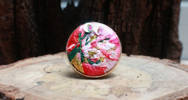 手工刺繡戒指✤曖昧 Ambiguous - 戒指 - 繡線 粉紅色