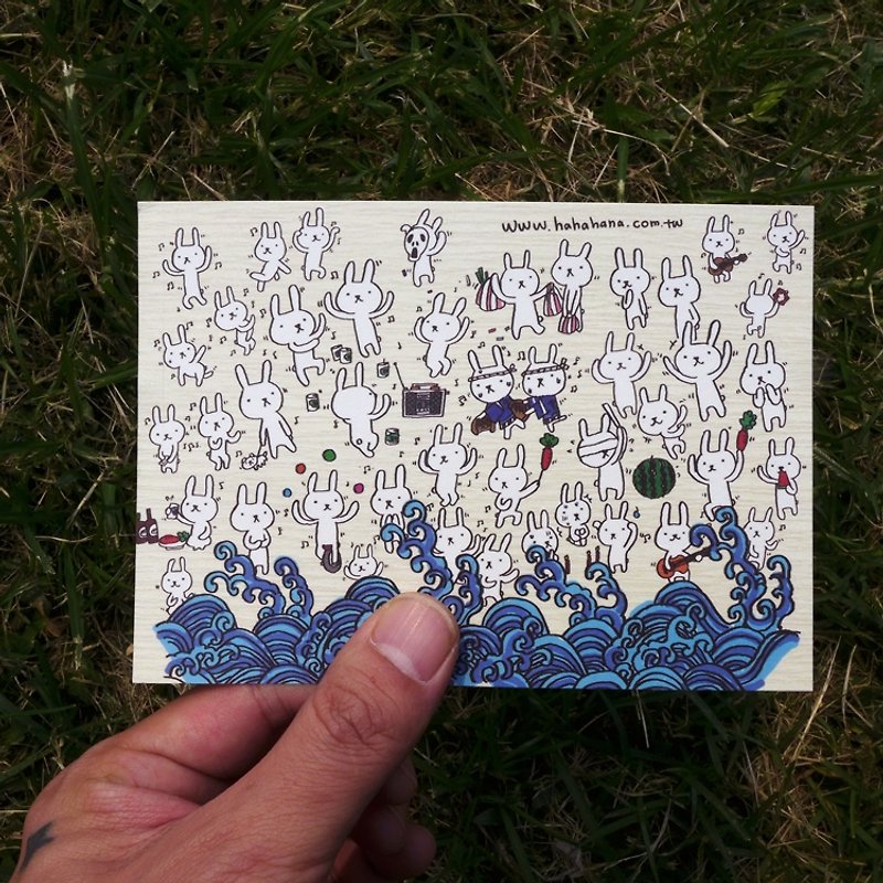 設計明信片｜夏天的兔子 - 心意卡/卡片 - 紙 藍色