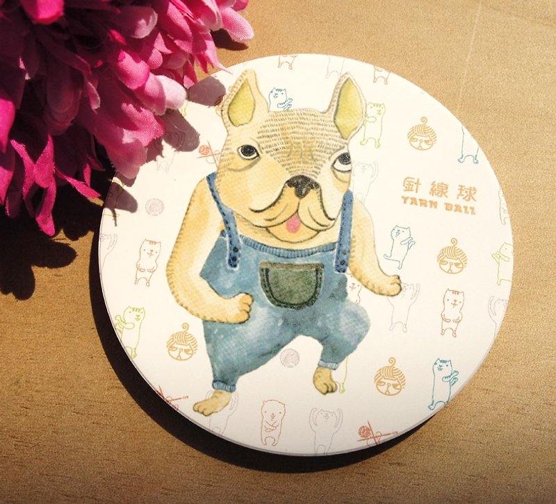 Sewing ball nasolabial Animals - Dogs Act absorbent ceramic coasters - Coasters - Other Materials White