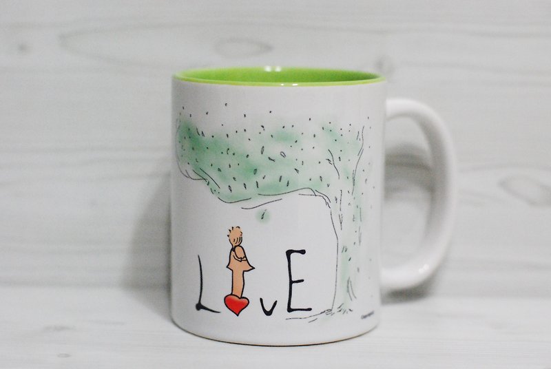 [Mug] Love (Custom) - แก้วมัค/แก้วกาแฟ - เครื่องลายคราม สีเขียว