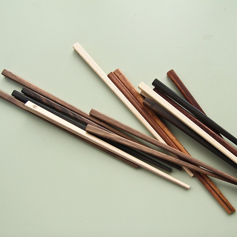 木材の瞬間があった - 台湾手作り手作りの木製の箸（組み合わせ割引、クルミ、黒檀、紫檀、メープルへ4） - 箸・箸置き - 木製 ブラック