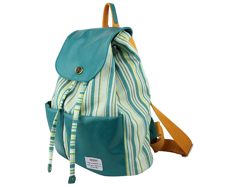 AMINAH-Green Fantasy Backpack【am-0269】 - Drawstring Bags - Other Man-Made Fibers Green