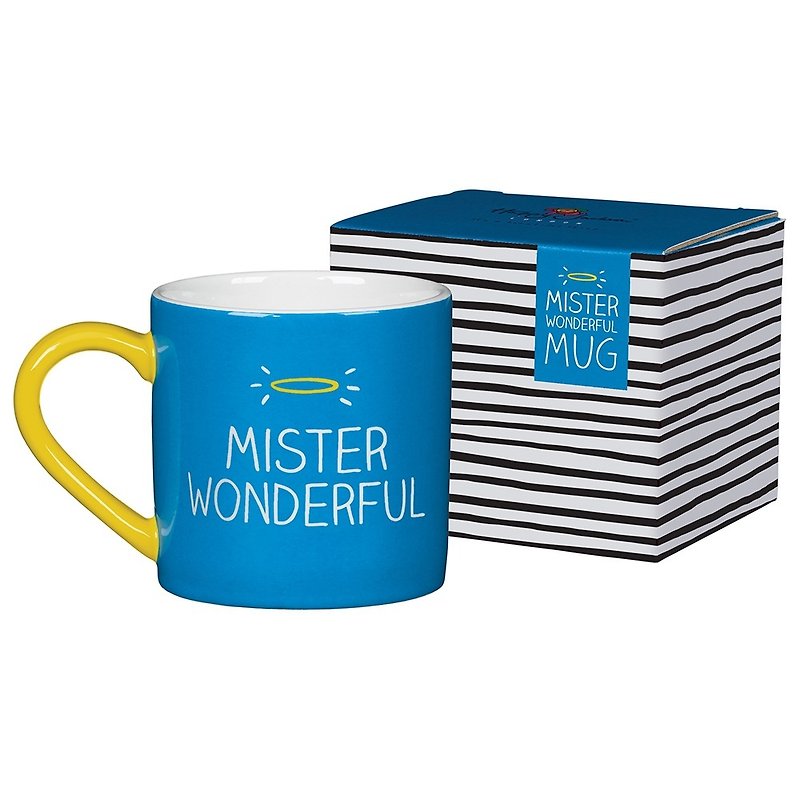 British color text fun design MISTER WONDERFUL (Mr. Good) mug - spot - แก้วมัค/แก้วกาแฟ - วัสดุอื่นๆ สีน้ำเงิน
