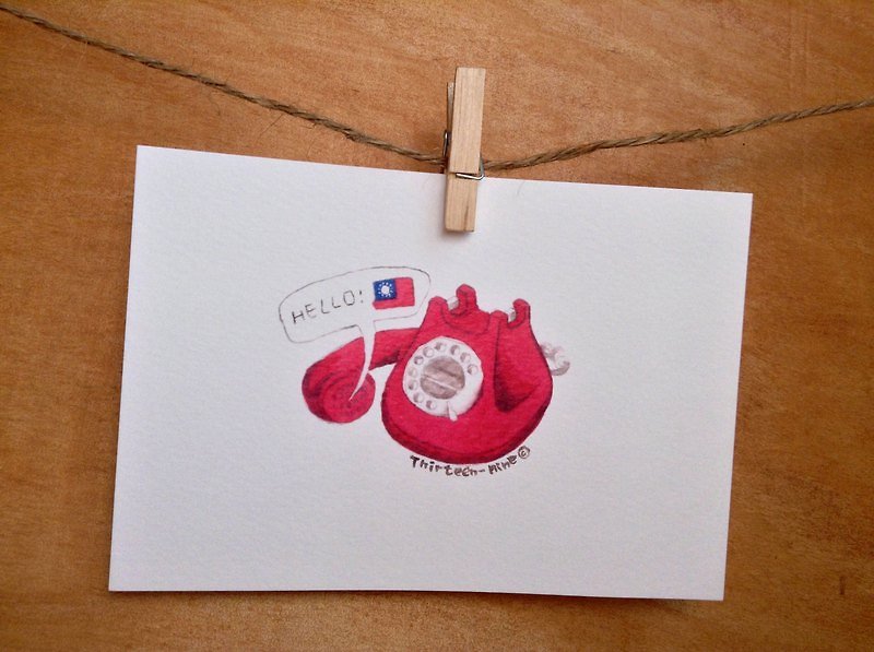{139} hello，illustration postcard - การ์ด/โปสการ์ด - กระดาษ สีแดง